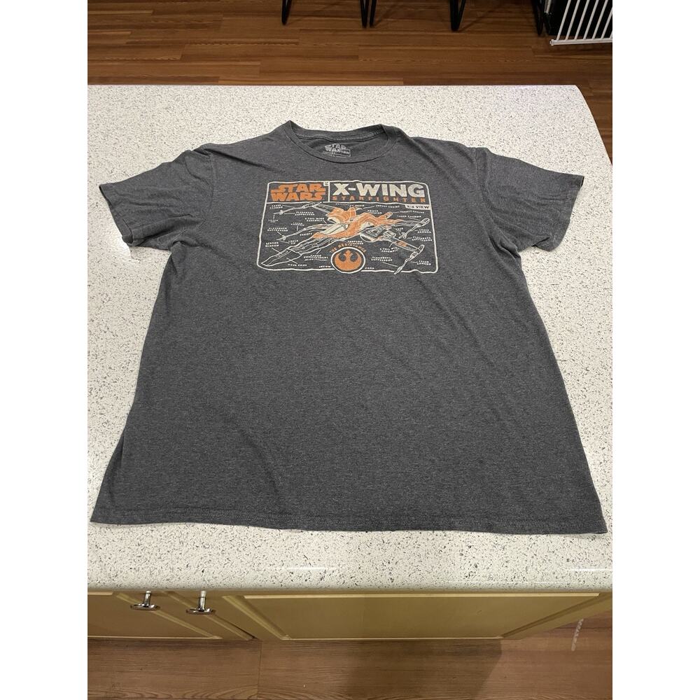 Star Wars X-Wing Starfighter Men's Graphic T-Shirt Gray Crew Neck Short Sleeve L
